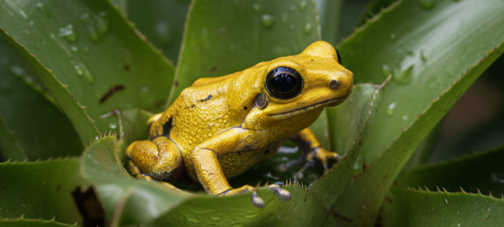 Golden rocket frog spotted during Kaieteur Falls tour