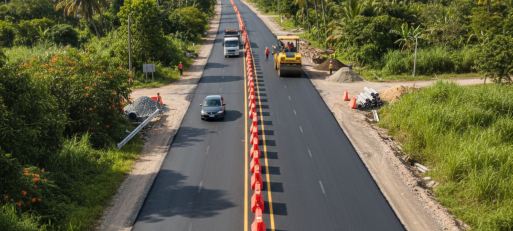 Road expansion near East Bank Demerara